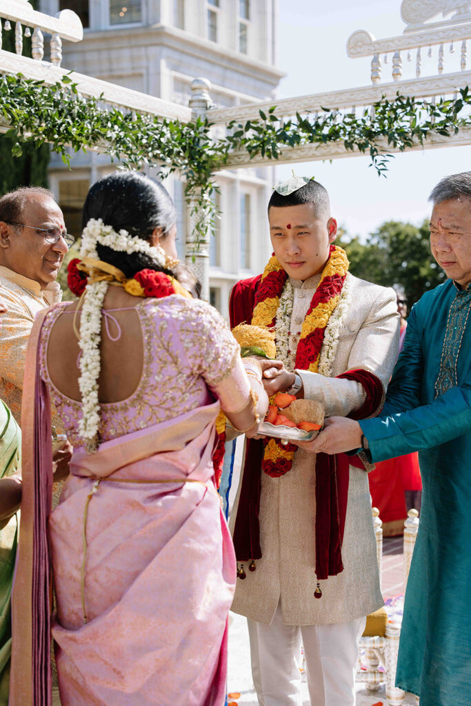 Bride and groom during traditional Indian wedding ceremony.