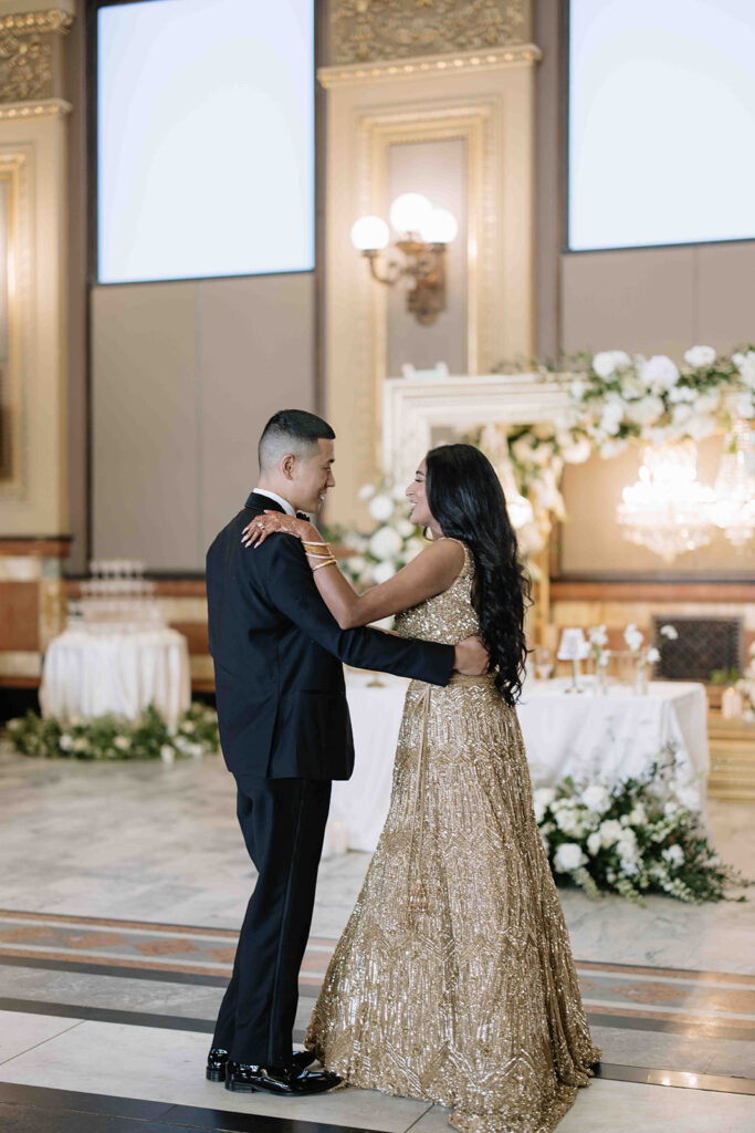 Bride and groom during their first dance.
